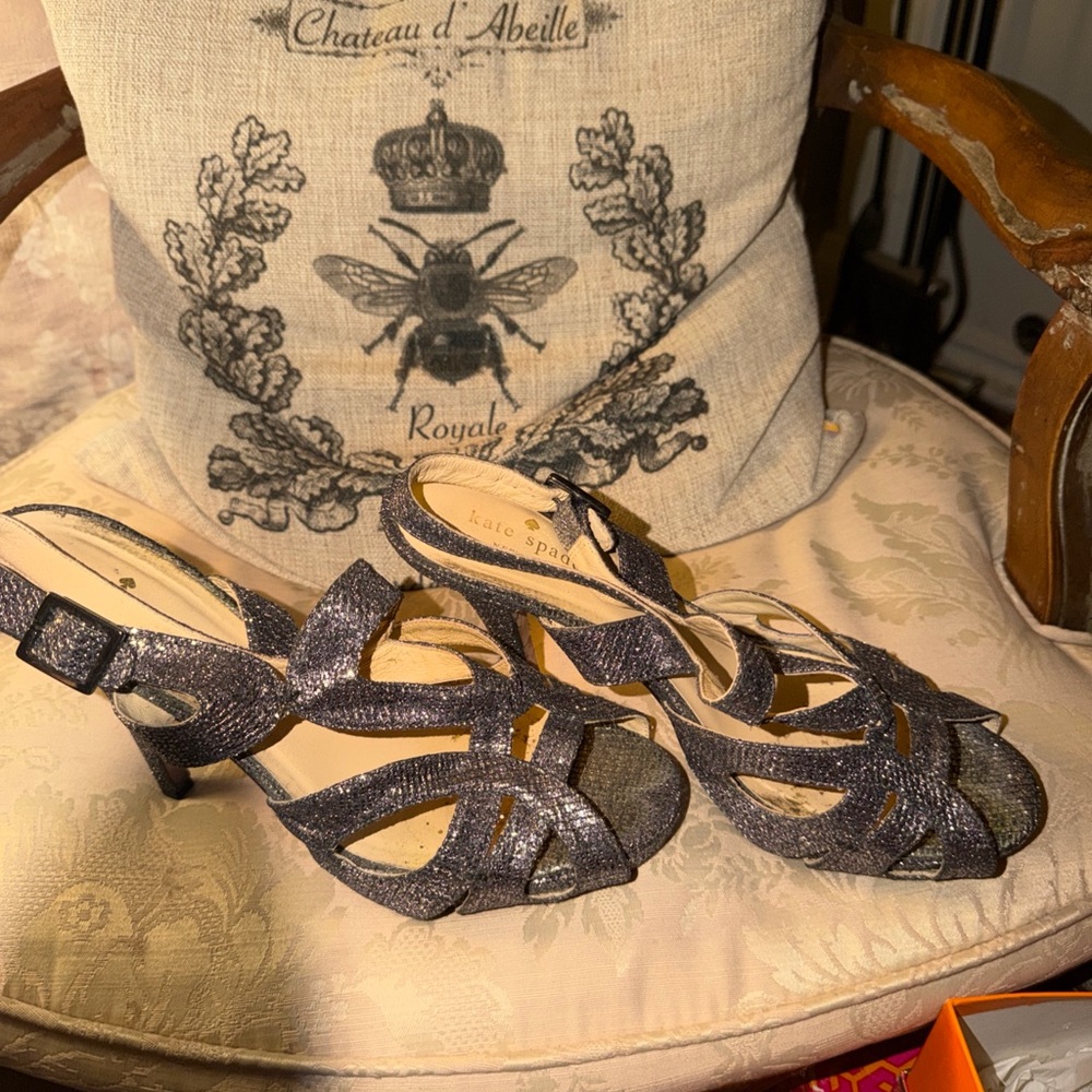 Kate Spade silver Glitter sandals size 10
